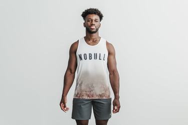 Nobull Dip-Dye Men's Tank Tops White | Australia (MG3970)